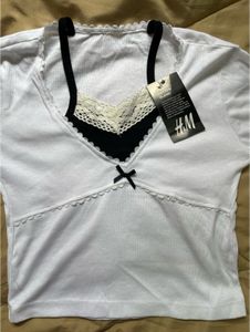 Lace Trim Bow Tie Crop Top