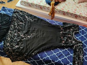 Embroidered Black Formal Gown