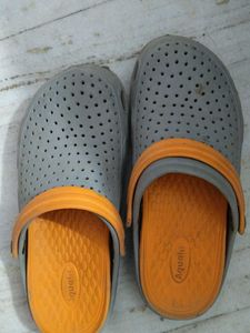 Stylish Grey & Orange Flip Flops aqualite