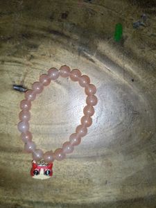 Pink Beaded Bracelet with Owl Charm