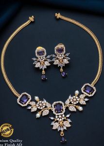 Elegant Purple Stone Necklace Set