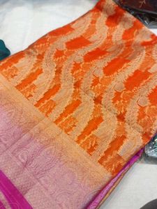 Elegant Orange &amp; Pink Saree