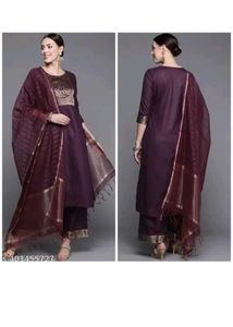 Purple Embroidered Kurta Set