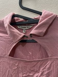 Pink Long Sleeve Crop Top