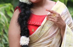 Red & Gold Embellished Saree Blouse
