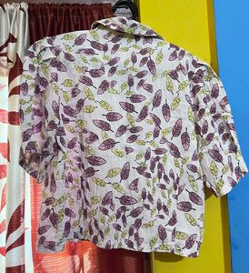 Leaf Print Short Sleeve Shirt