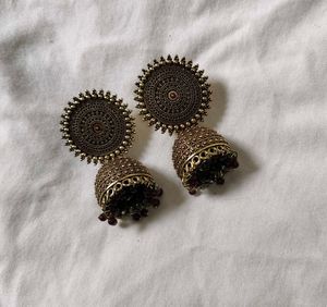 Traditional Round Jhumkas Maroon
