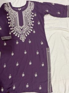Purple Embroidered Kurti