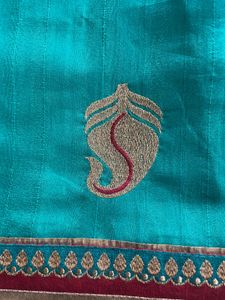 Teal Embroidered Saree Used Only Once