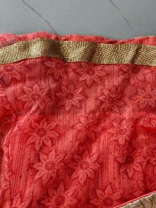 Elegant Traditional Embroidered Dress Peach &amp; Gold