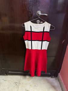 Red &amp; White Mondrian Style Dress