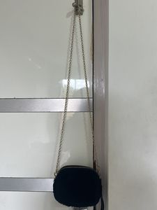 Soft Black Sling With Gold Chain From FOREVER 21