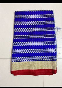 Striped Orange Cotton Saree