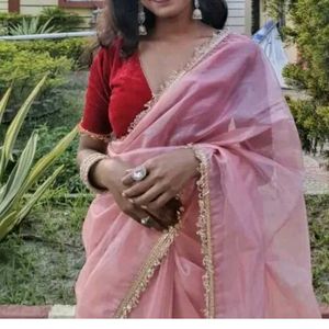 New Nylon Silk Saree With Velvet Blouse Piece