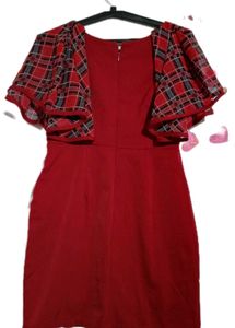 Red Plaid Sleeve Dress