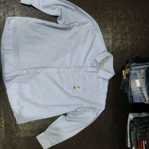 Blue Oxford Shirt with Bear
