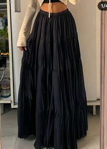 Pinteresty Black Long Tiered Skirt