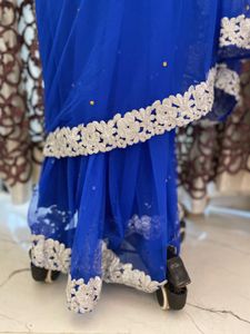 Elegant Blue Embellished Saree