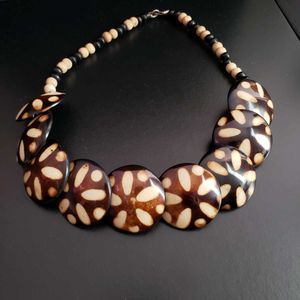 Unique Wood look Bead Necklace