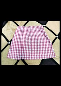 Pink & White Checkered Skirt