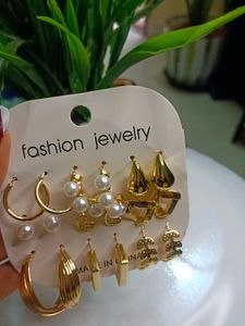 Assorted Golden Earrings Set Of 9