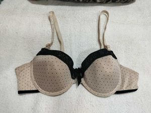 Polka Dot Bra with Black Lace