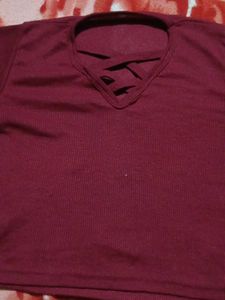 Maroon Crisscross Top