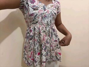 Floral Print Short peplum kurti