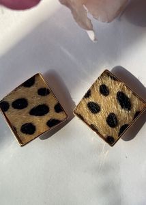 Leopard Print Square Earrings