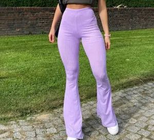 Purple Ribbed Leggings