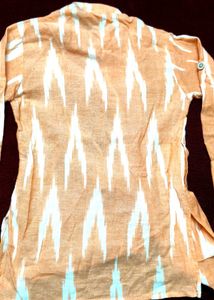 Peach Ikkat Boys Kurta