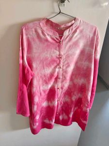 Pink Tie-Dye Button-Down Top