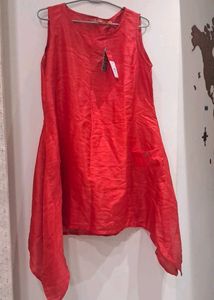 BRAND NEW Orange Silk Sleeveless Tunic Kurti