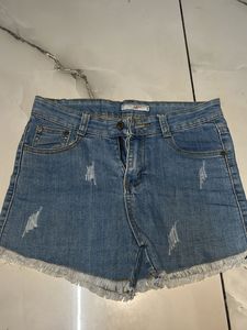 Distressed Denim Shorts