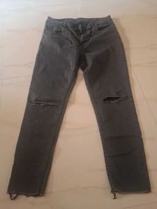 Ripped Gray Wash Jeans