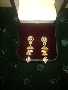 Gold Jhumka Earrings