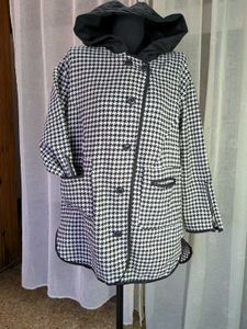 Houndstooth Hooded Coat