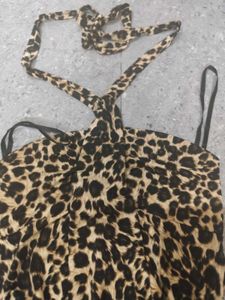 90s Inspired Y2k Leopard Print Halter/Neck Tie Top