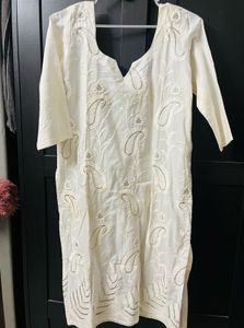 White Light Chikankaari Kurta