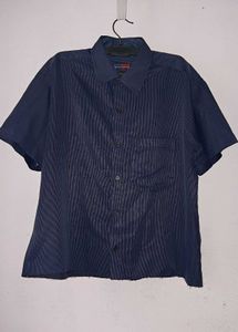 Navy Blue Short Sleeve Button-Down