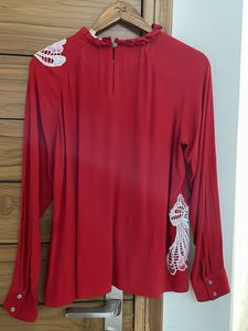 Red Top With Cutwork Patch On Shoulder N Waist