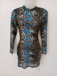 Snakeskin Print mesh Bodycon Dress