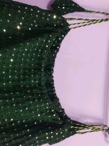 Emerald Green Sequin Frock Style Kurti