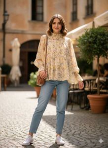 Yellow Floral Bottleneck Top