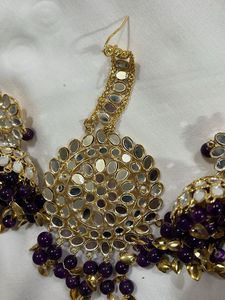 Mirrorwork Tikka &amp; Earring Set