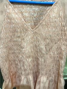 Peach Polka Dot Smocked Top