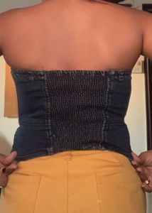 Denim Zip-Up Corset Top