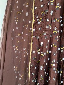 Elegant Brown Printed Anarkali Kurta