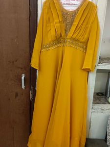 Beautiful Yellow Mustard Georgette Gown