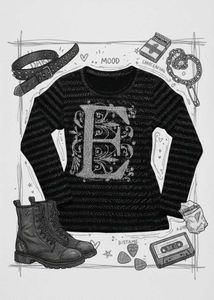 "E" letter  Aesthetic Striped Top